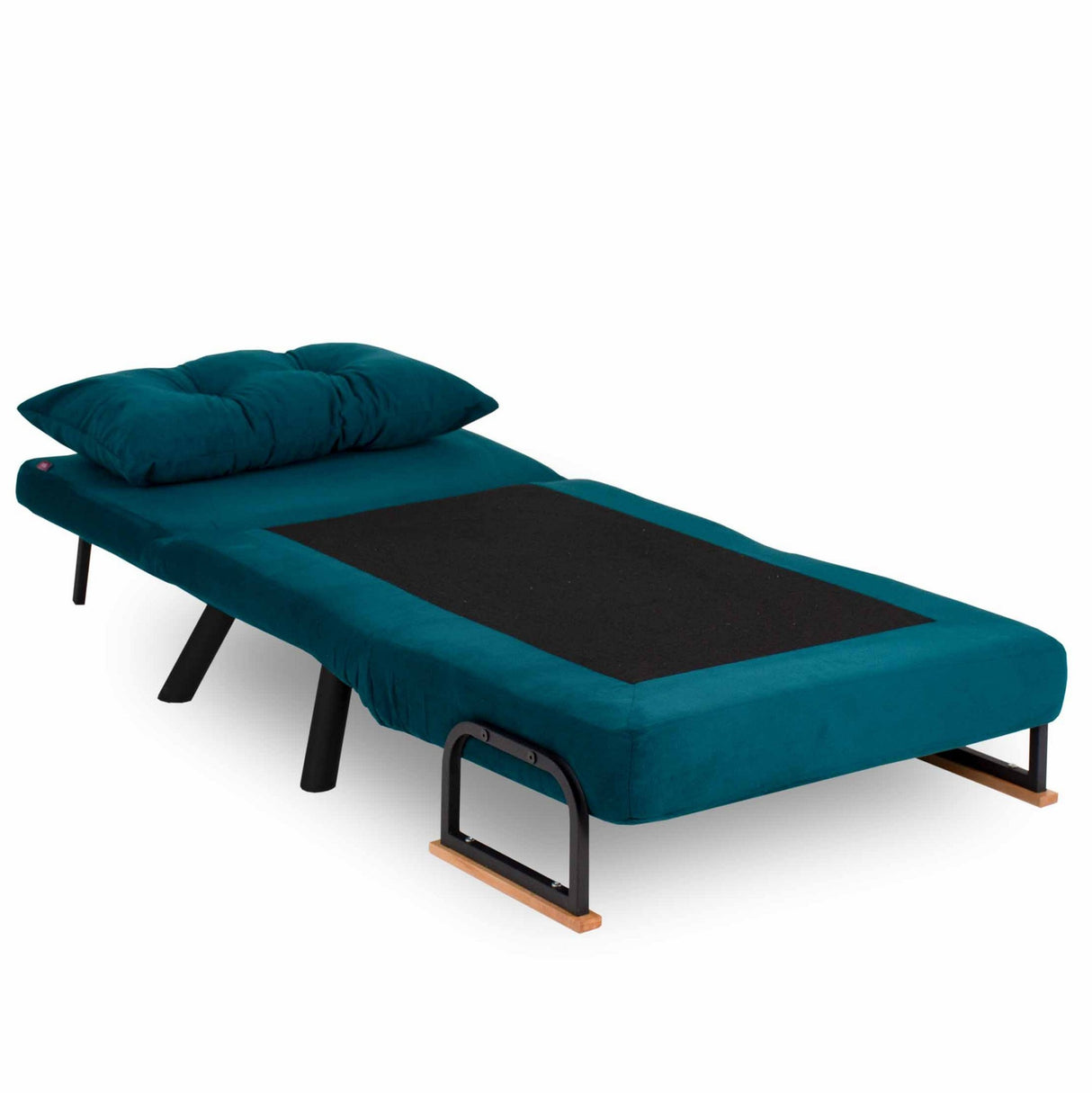Fauteuils - Scandinavische slaapfauteuil Petrol Blauw stof linnen look Sando - Dimehouse
