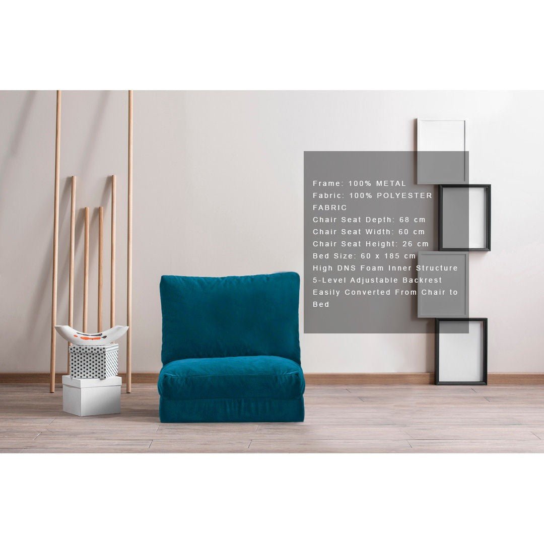Fauteuils - Slaapfauteuil Petrol Blauw velvet stof Taida - Dimehouse