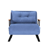 Fauteuils - Scandinavische slaapfauteuil Blauw stof linnen look Sando - Dimehouse
