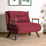 Fauteuils - Scandinavische slaapfauteuil Bordeaux Rood stof linnen look Sando - Dimehouse