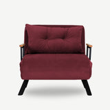 Fauteuils - Scandinavische slaapfauteuil Bordeaux Rood stof linnen look Sando - Dimehouse