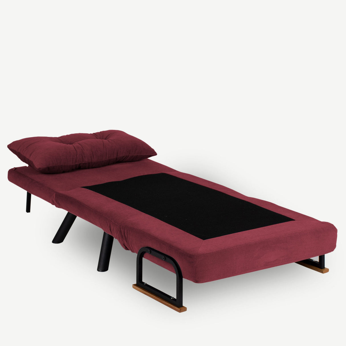 Fauteuils - Scandinavische slaapfauteuil Bordeaux Rood stof linnen look Sando - Dimehouse