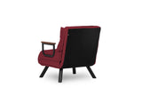 Fauteuils - Scandinavische slaapfauteuil Bordeaux Rood stof linnen look Sando - Dimehouse