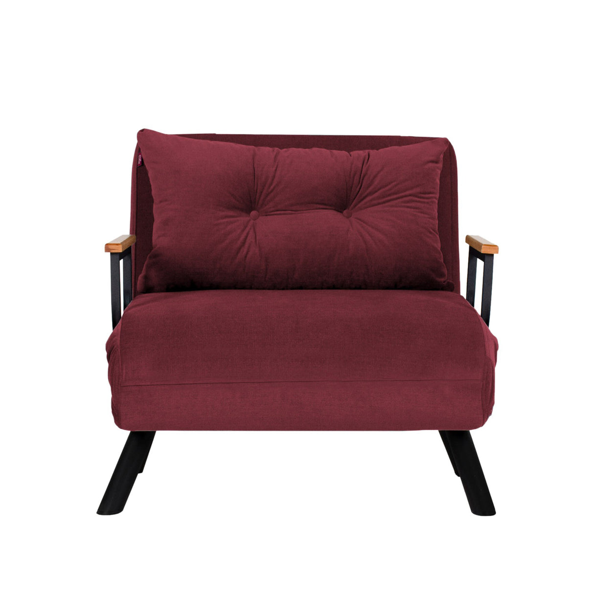 Fauteuils - Scandinavische slaapfauteuil Bordeaux Rood stof linnen look Sando - Dimehouse