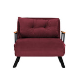 Fauteuils - Scandinavische slaapfauteuil Bordeaux Rood stof linnen look Sando - Dimehouse