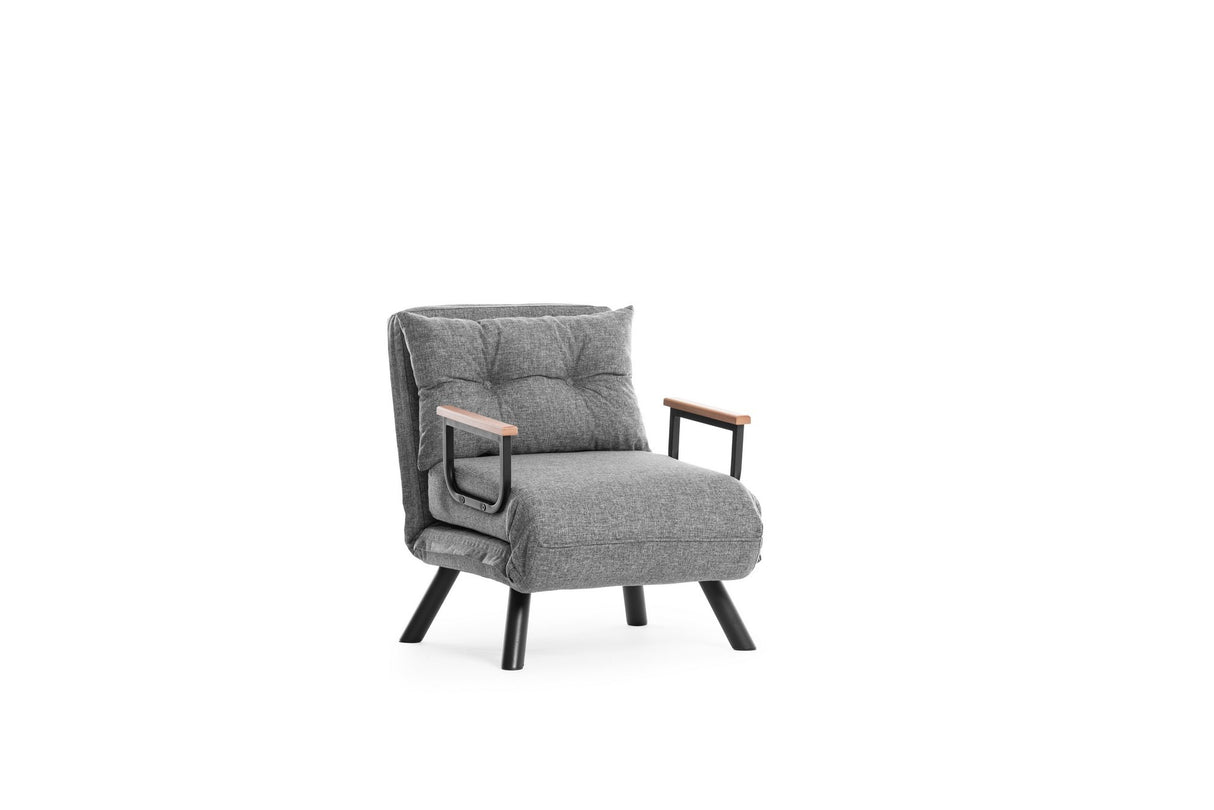 Fauteuils - Scandinavische slaapfauteuil Grijs gemêleerde stof Sando - Dimehouse