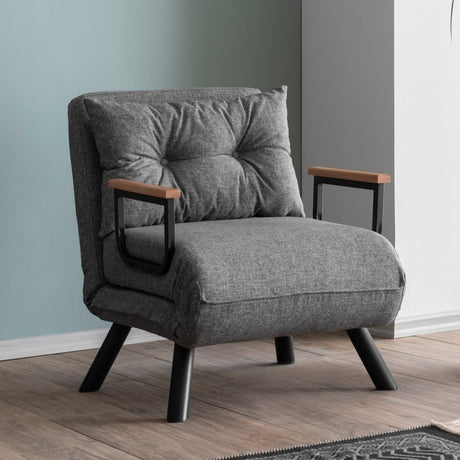 Fauteuils - Scandinavische slaapfauteuil Grijs gemêleerde stof Sando - Dimehouse