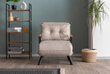 Fauteuils - Scandinavische slaapfauteuil Taupe stof linnen look Sando - Dimehouse