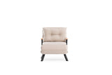 Fauteuils - Scandinavische slaapfauteuil Taupe stof linnen look Sando - Dimehouse