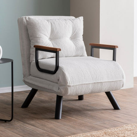 Fauteuils - Scandinavische slaapfauteuil Crème teddystof Sando - Dimehouse