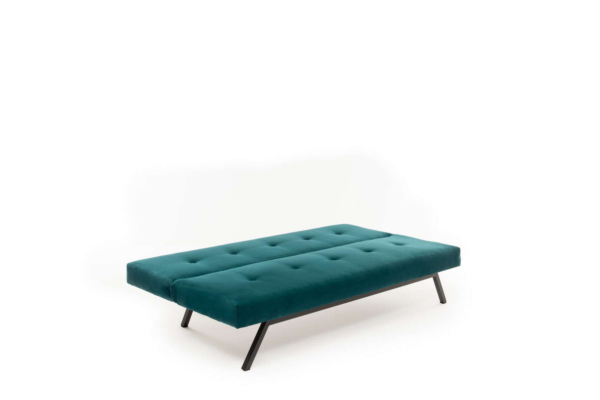 Slaapbanken - Slaapbank Petrol blauw Stof 3 - Zits - 180 cm - Zonder armleuningen - Zoly - Dimehouse