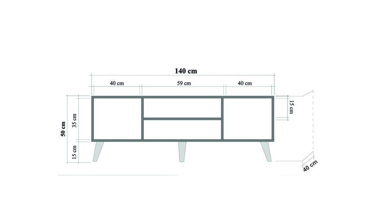 TV Meubels - TV Meubel Truva Sonoma Eik Gestreept Melamine 140x50x40 cm - Dimehouse