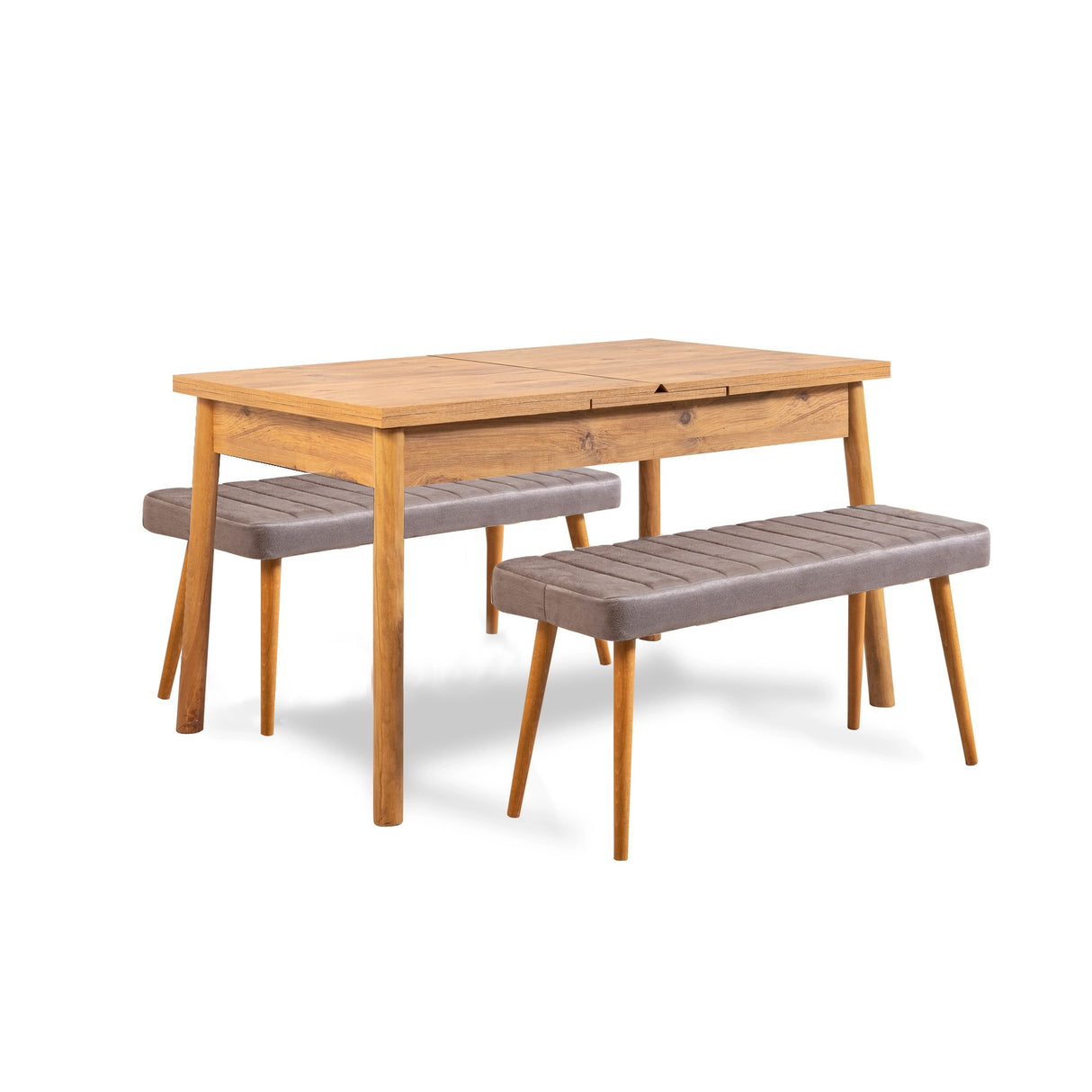 Santiago ausziehbares Esstisch-Set 120 cm, atlantische Kiefer, grau, melaminbeschichteter Holzverbundstoff