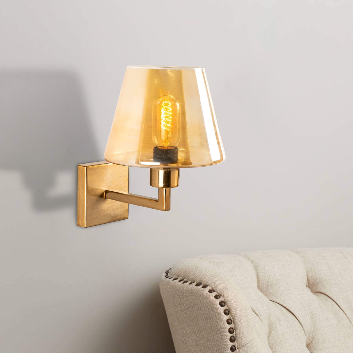 Wandlampen - Wandlamp Goud Glas Ashburn - Dimehouse