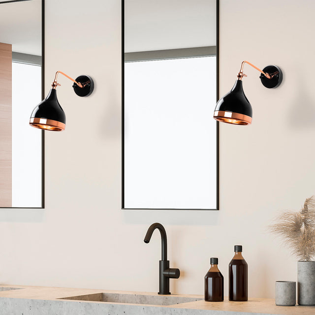 Wandlampen - Wandlamp Zwart Koper Metaal Grip - Dimehouse