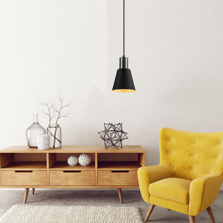 Hanglampen - Hanglamp Zwart Nickel Metaal Velora - Dimehouse