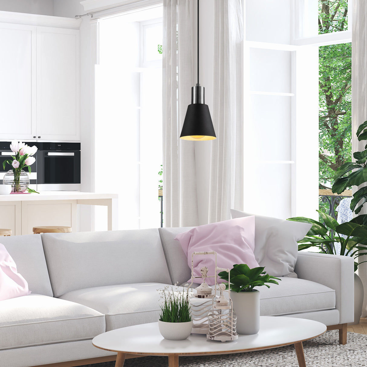 Hanglampen - Hanglamp Zwart Nickel Metaal Velora - Dimehouse