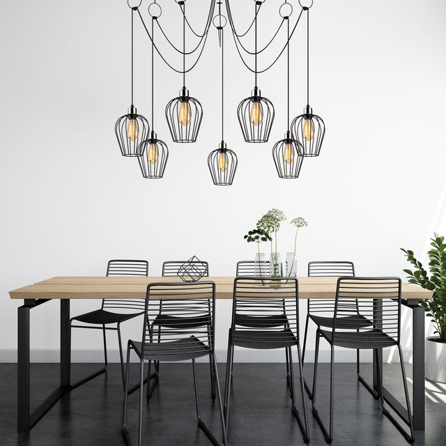 Hanglampen - Hanglamp 7 - lichts Zwart Metaal Predator - Dimehouse