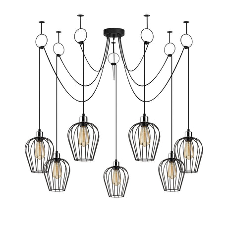 Hanglampen - Hanglamp 7 - lichts Zwart Metaal Predator - Dimehouse