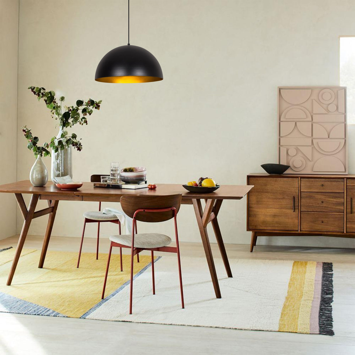 Hanglampen - Hanglamp 40 cm Zwart Goud Metaal Echelon - Dimehouse