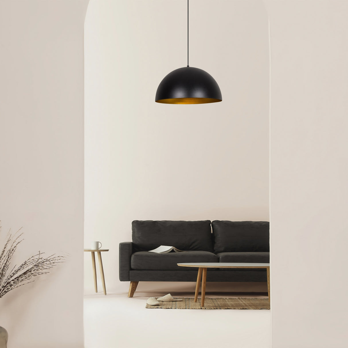 Hanglampen - Hanglamp 50 cm Zwart Goud Metaal Echelon - Dimehouse
