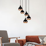 Hanglampen - Hanglamp 5 - lichts Getrapt Zwart Koper Metaal Grip - Dimehouse