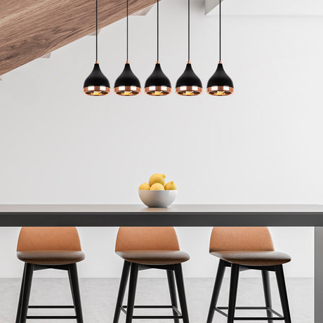 Hanglampen - Hanglamp 5 - lichts Zwart Koper Metaal Grip - Dimehouse