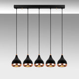Hanglampen - Hanglamp 5 - lichts Zwart Koper Metaal Grip - Dimehouse