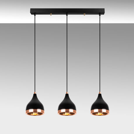 Hanglampen - Hanglamp 3 - lichts Zwart Koper Metaal Grip - Dimehouse