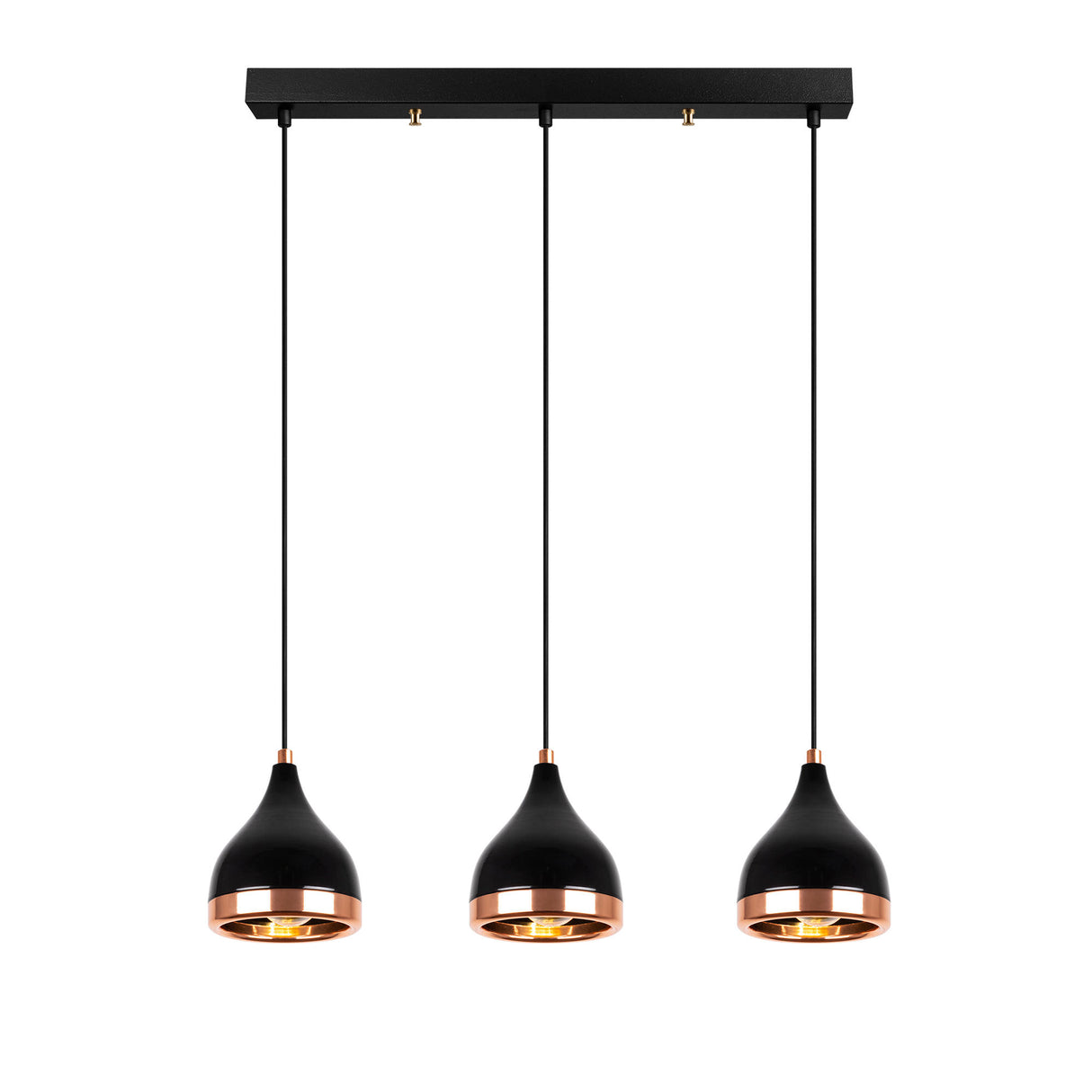 Hanglampen - Hanglamp 3 - lichts Zwart Koper Metaal Grip - Dimehouse