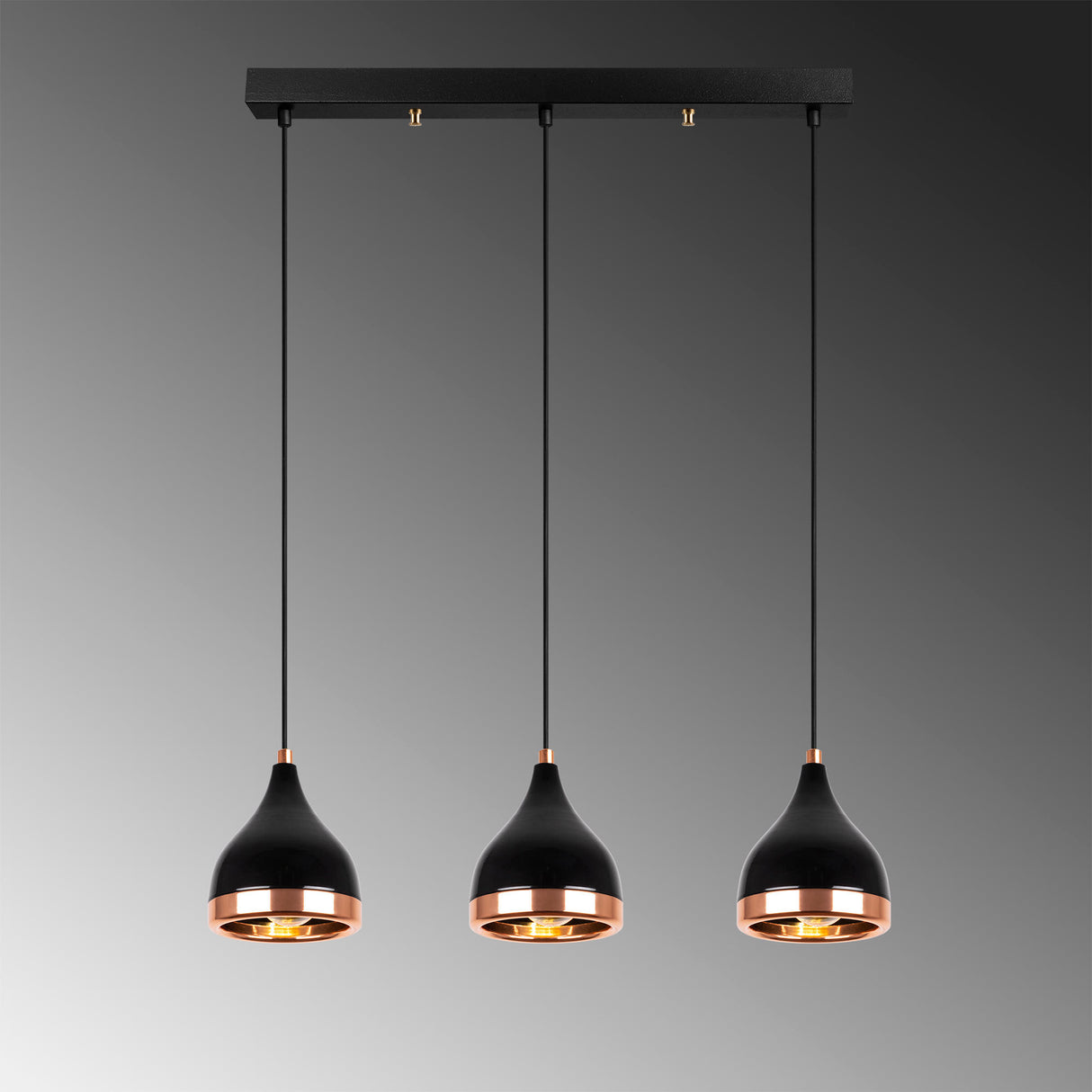 Hanglampen - Hanglamp 3 - lichts Zwart Koper Metaal Grip - Dimehouse