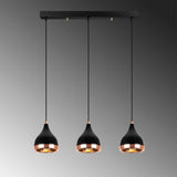 Hanglampen - Hanglamp 3 - lichts Zwart Koper Metaal Grip - Dimehouse
