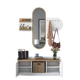 Meubelsets - Meubelset Kapstok - Spiegel - Schoenenkast - Wit - Walnoot Melamine - Hally - Dimehouse