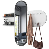 Kapstokken - Kapstok Wit Melamine 9 - Haaks - Met Spiegel - Twee Plankjes - Hally - Dimehouse