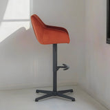 Barkrukken - Venom Barkruk Copper Velvet - Verstelbare Draaibare Barstoel met Armleuning - Dimehouse