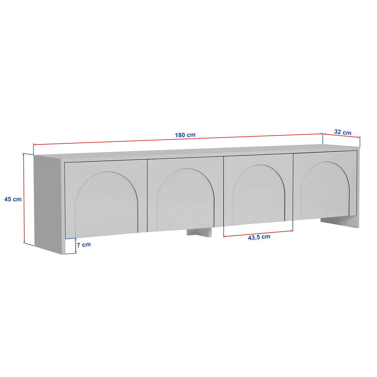 Aurelia TV-Schrank weiß 180 cm Melaminbeschichtetes Holz