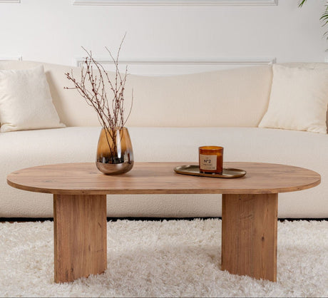 Salontafels - Salontafel dennenhout melamine boogvorm Koda 119x60 cm - Dimehouse