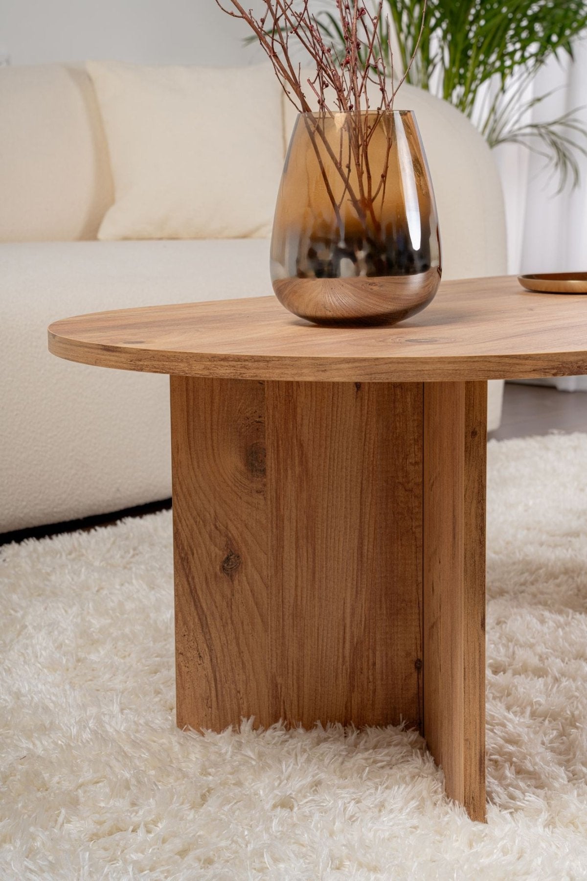 Salontafels - Salontafel dennenhout melamine boogvorm Koda 119x60 cm - Dimehouse