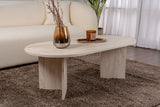 Salontafels - Ovale salontafel travertin melamine - Japandi - 119x60 cm - Sota - Dimehouse