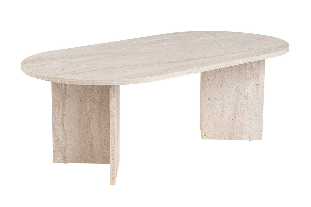 Salontafels - Ovale salontafel travertin melamine - Japandi - 119x60 cm - Sota - Dimehouse
