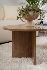 Salontafels - Ovale salontafel walnoot melamine - Japandi - 119x60 cm - Sota - Dimehouse