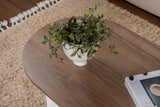 Salontafels - Salontafel walnoot wit melamine boogvorm Koda 119x60 cm - Dimehouse