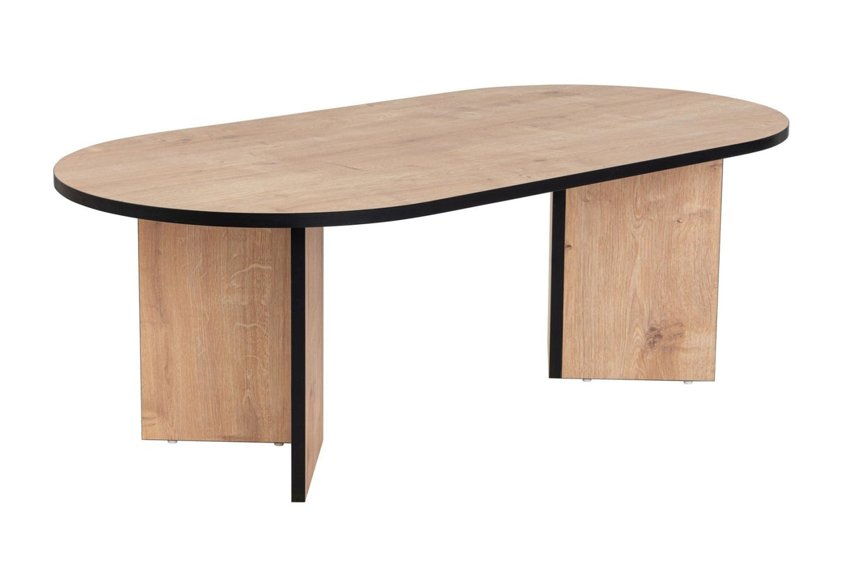 Salontafels - Salontafel eikenhout zwart melamine boogvorm Koda 119x60 cm - Dimehouse