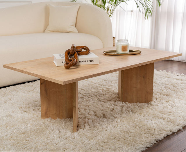 Salontafels - Rechthoekige Salontafel Siban Sapphire Eikenhout look - 119x60 cm - Dimehouse