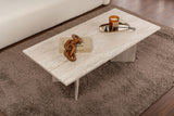 Salontafels - Rechthoekige salontafel travertin melamine Sabin 119x60 cm - Dimehouse