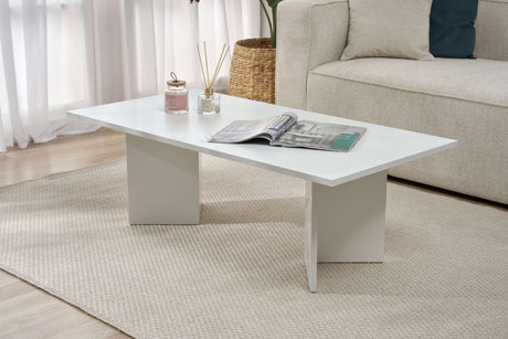 Salontafels - Rechthoekige salontafel wit melamine Sabin 119x60 cm - Dimehouse