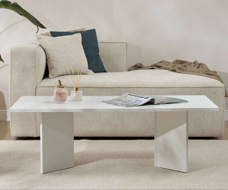 Salontafels - Rechthoekige salontafel wit melamine Sabin 119x60 cm - Dimehouse