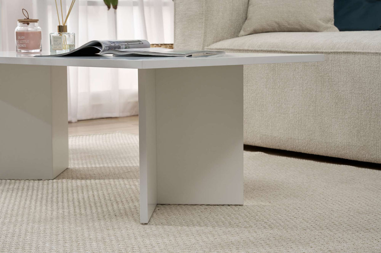 Salontafels - Rechthoekige salontafel wit melamine Sabin 119x60 cm - Dimehouse