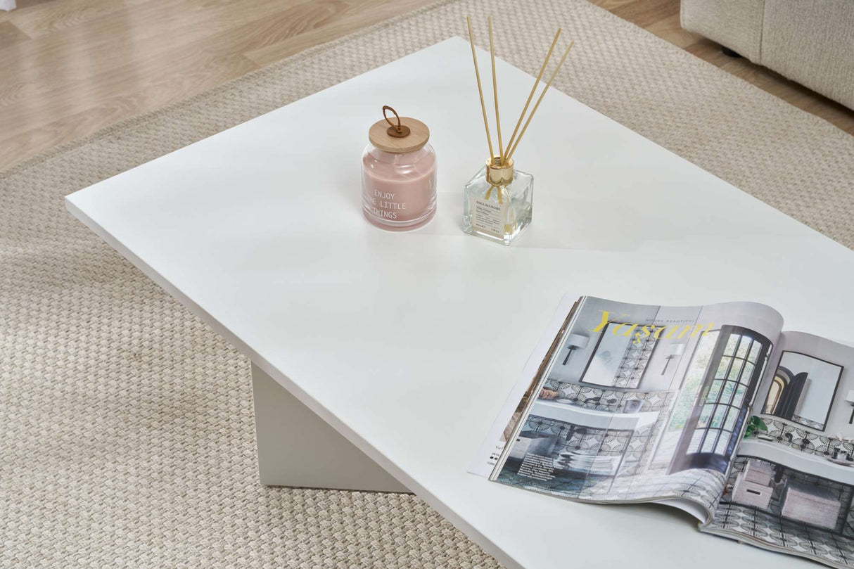 Salontafels - Rechthoekige salontafel wit melamine Sabin 119x60 cm - Dimehouse