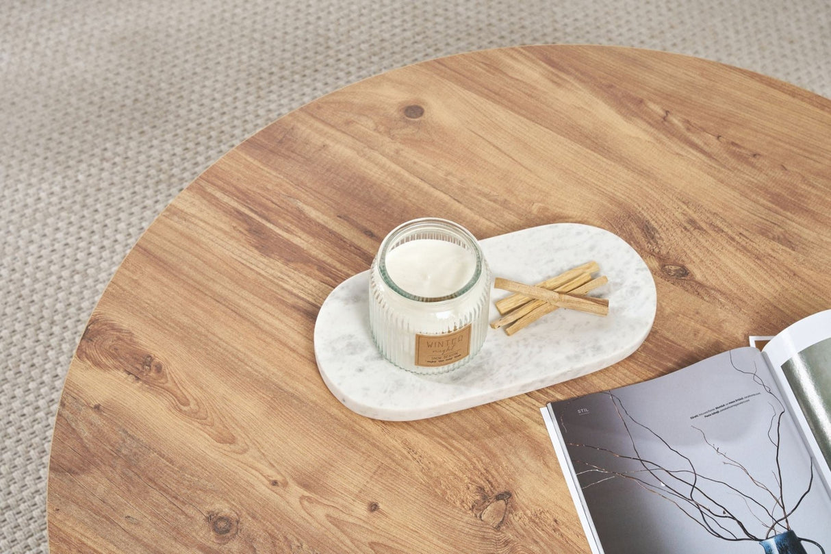 Salontafels - Ronde salontafel Dennenhout melamine - 90x90x40 cm - Dakota - Dimehouse